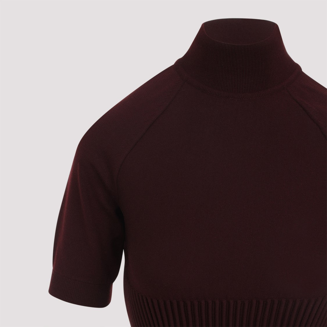 Alaïa Fitted Red Wool Top With High Mock Neck