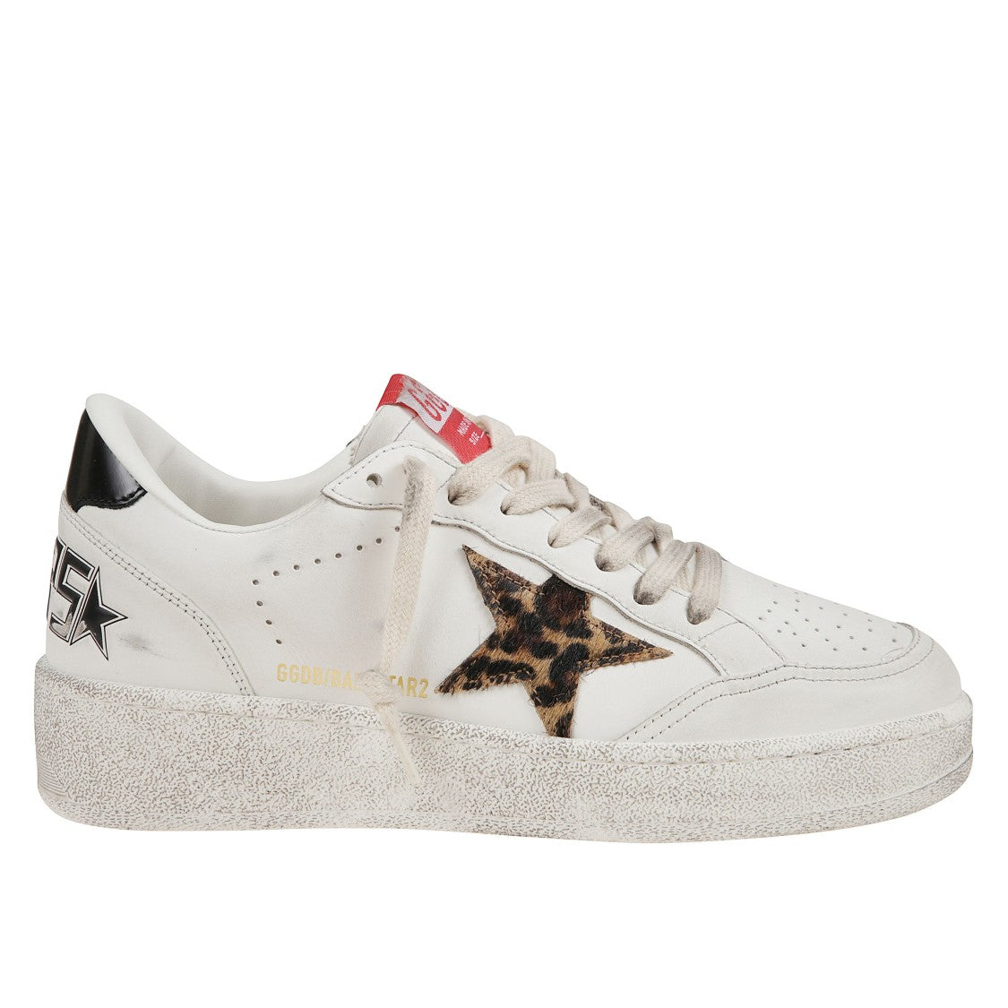 Golden Goose White Vintage Leather Sneakers With Leopard Star