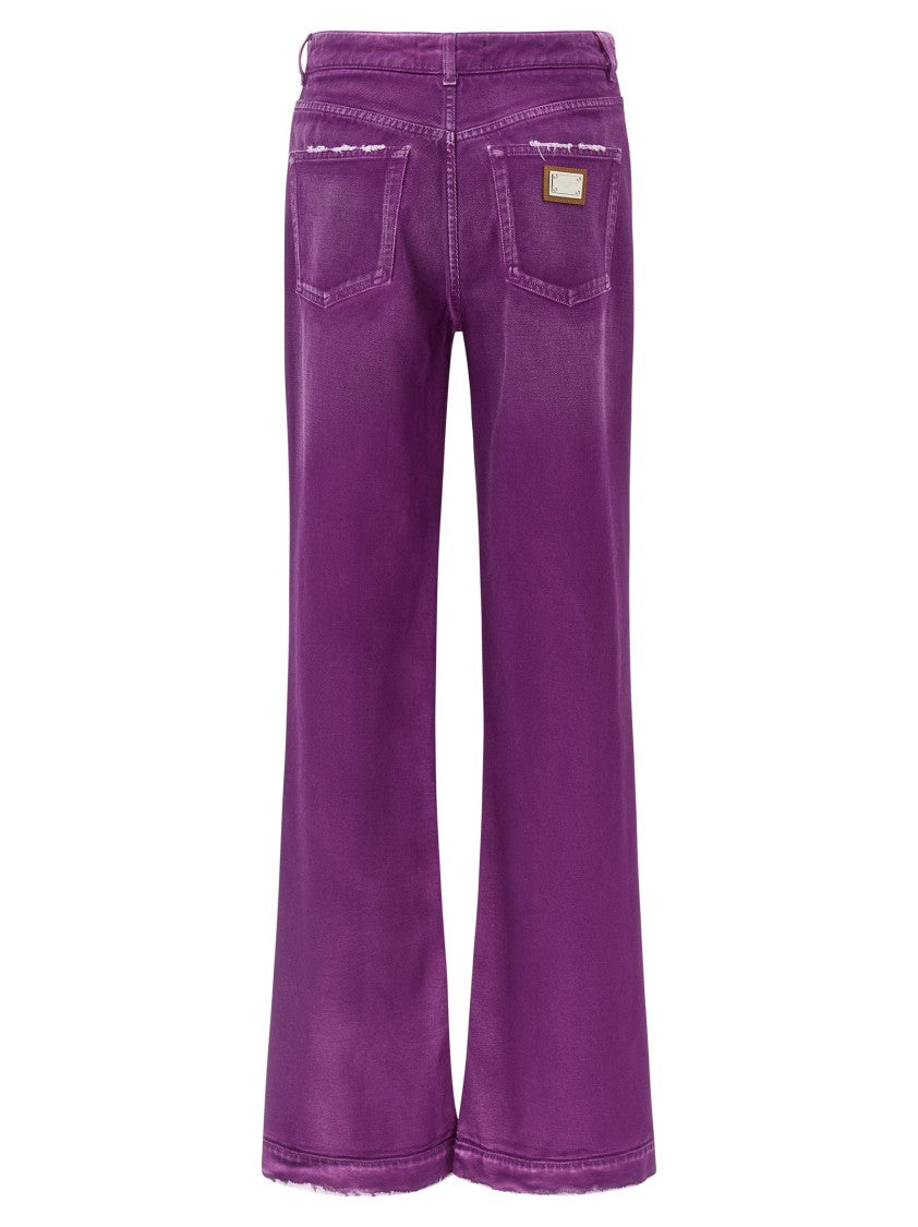Dolce & Gabbana High-Waisted 5-Pocket Pants In Garment-Dyed Cotton Denim