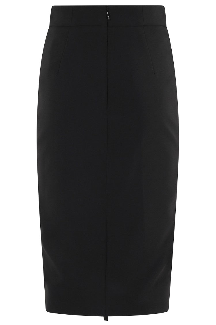 Elisabetta Franchi Black Midi Skirt With Front Zipper