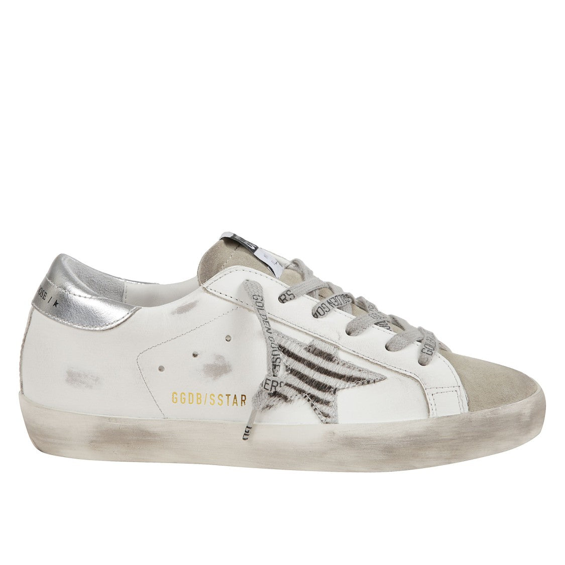 Golden Goose White Vintage Leather Sneakers With Zebra Star
