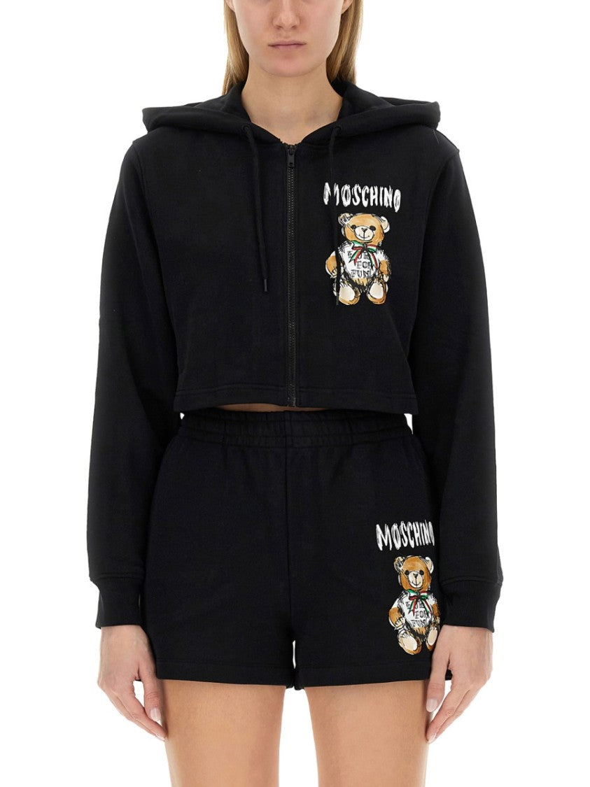 Moschino Cropped Sweatshirt With Playful Teddy Bear Logo