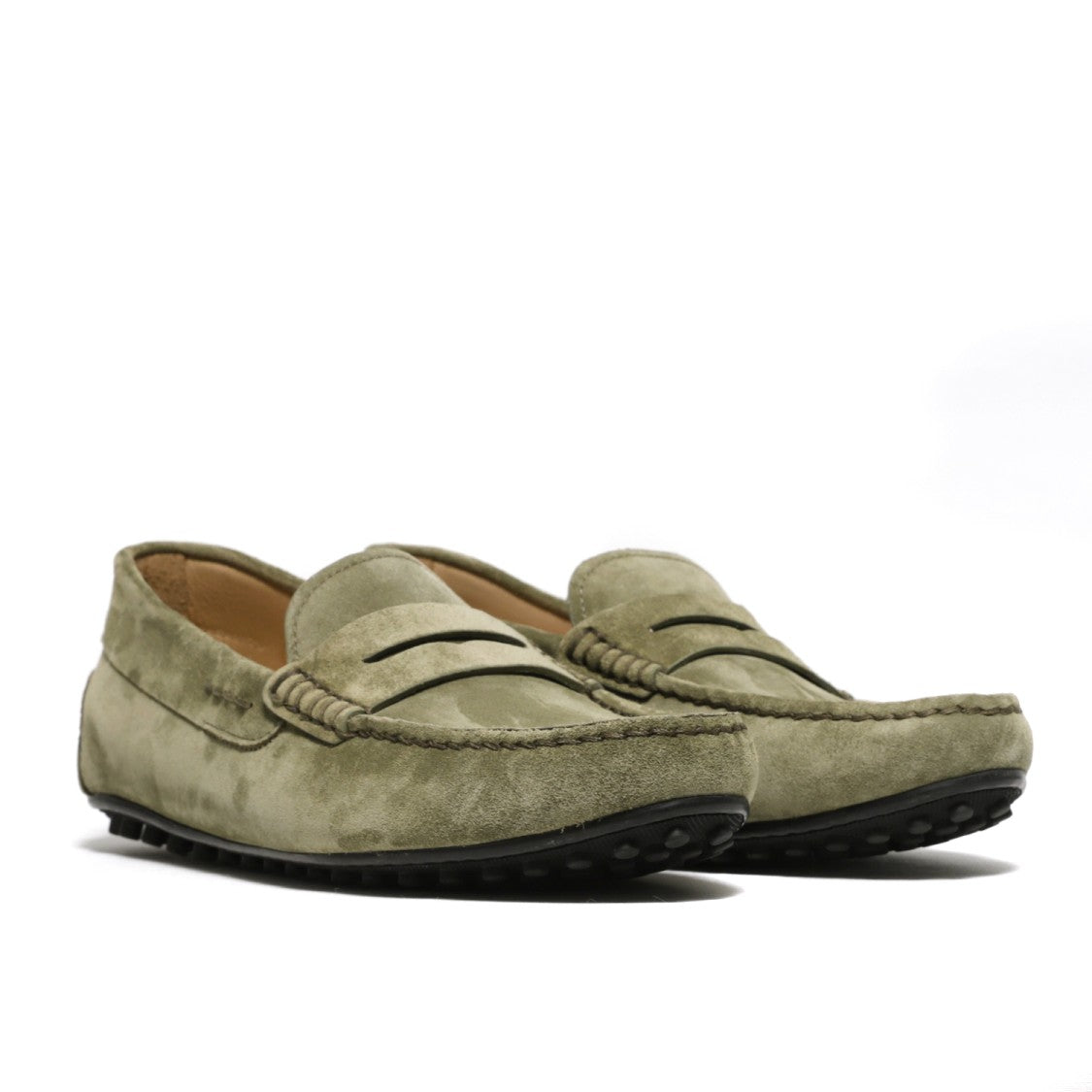 Rossano Bisconti Moccasin In Soft Green Suede