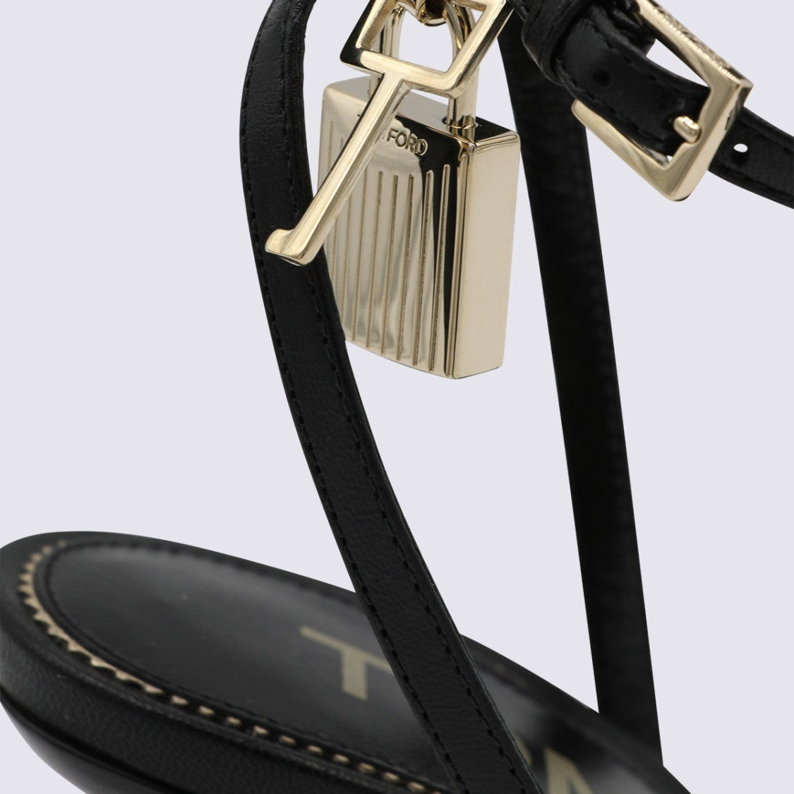 Tom Ford Black Sandals With Metallic Gold Stiletto Heel