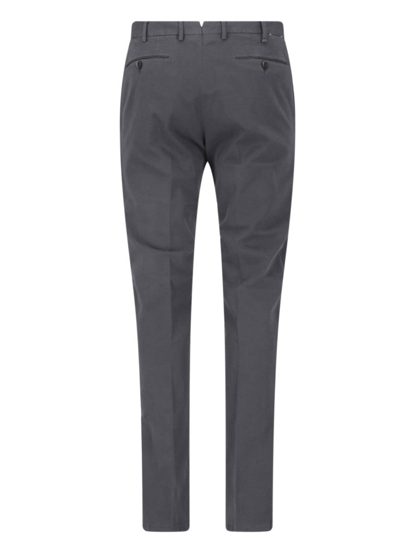 Pt Torino Grey Mid-Rise Straight-Leg Cotton Formal Pants