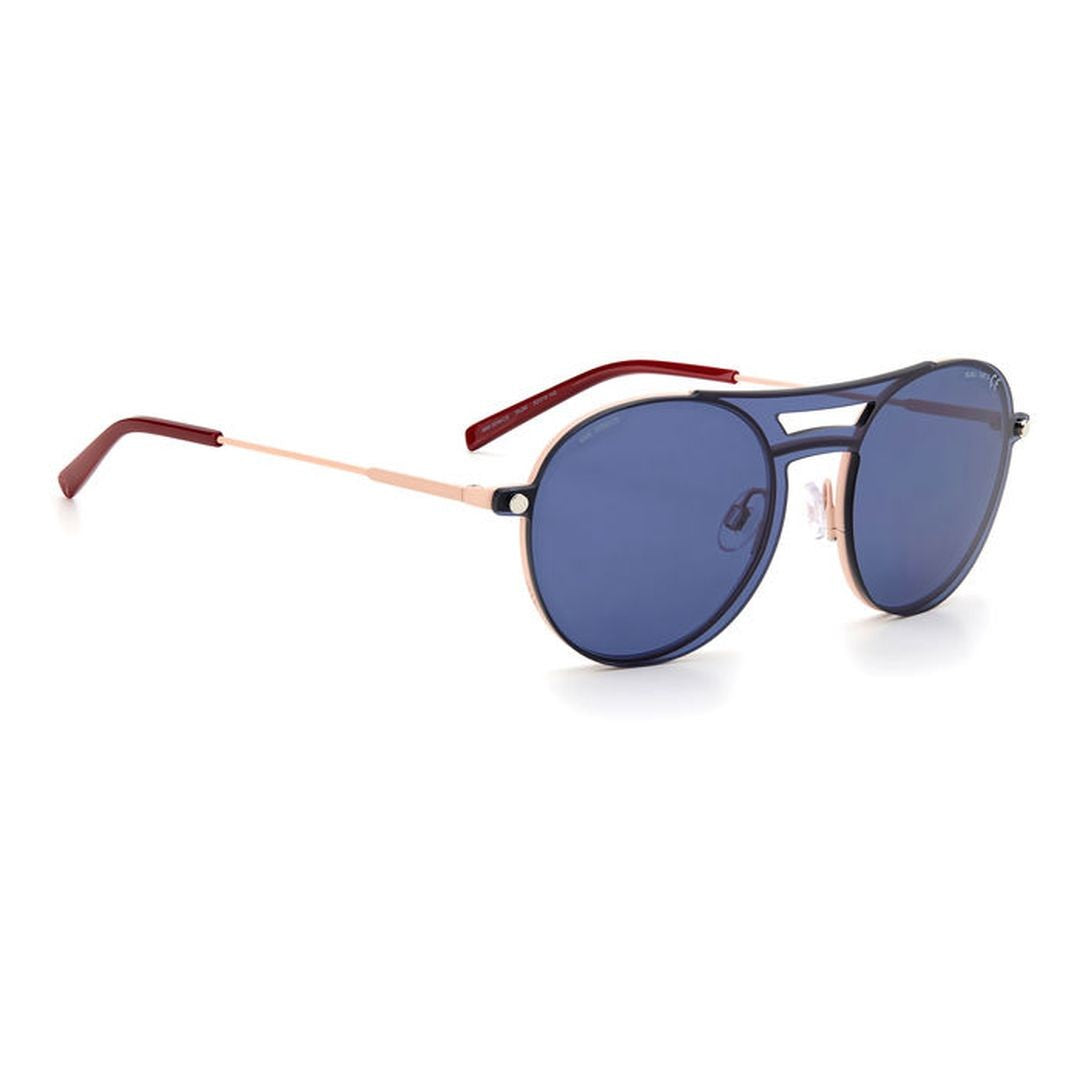 M Missoni Mmi 0056/Cs Round Blue Tinted Sunglasses With Steel Frame