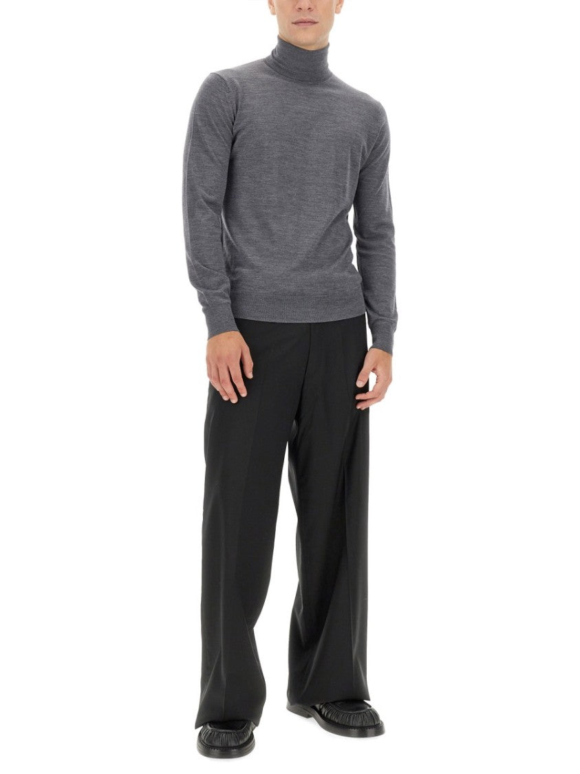 Ballantyne Classic Grey Wool Turtleneck Sweater