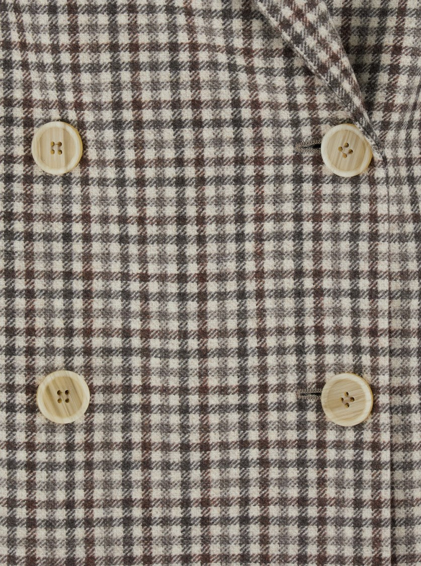 Brunello Cucinelli Beige Double-Breasted Jacket With Peak Revers