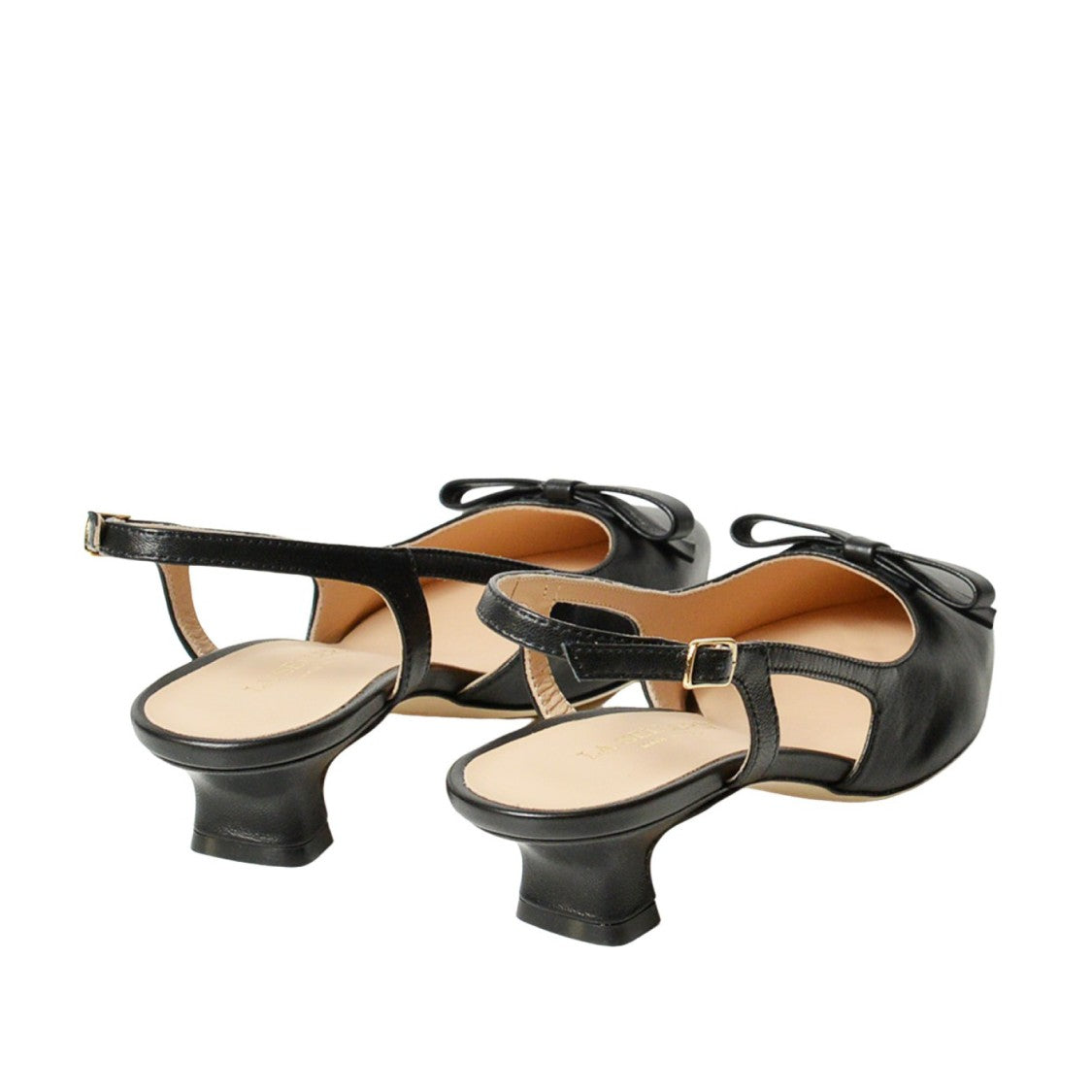 La Sellerie Slingback In Nappa Nera Con Nodino Sullo Scollo