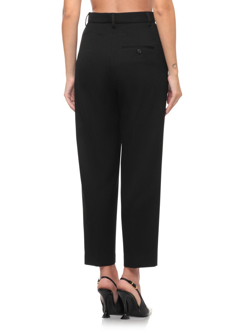 Lanvin Tailored Black Wool Trousers With Hidden Closure