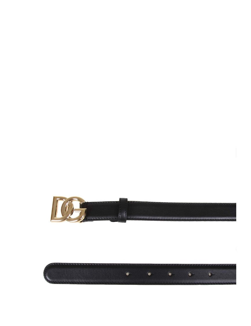 Dolce & Gabbana Belt In Calfskin With Crossed Dg Logo