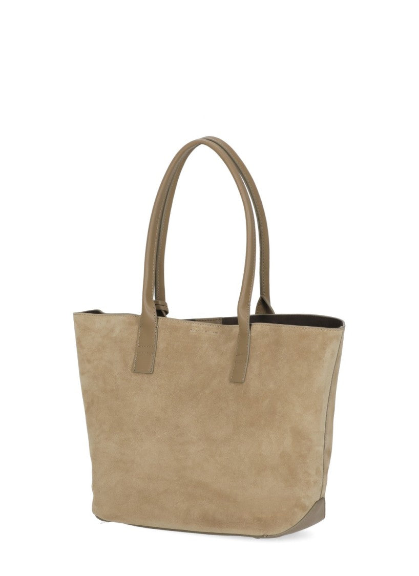 Hogan Suede Leather Tote Bag With Elegant Accents