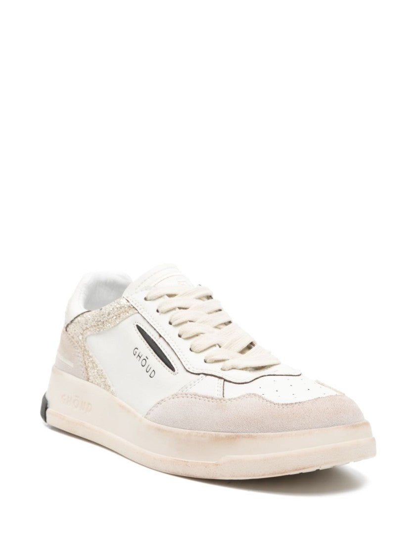Ghoud White And Beige Sneakers With Textured Accents