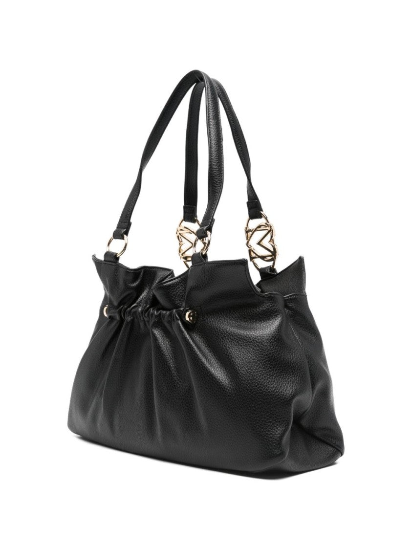 Love Moschino Textured Shoulder Bag With Gold-Tone Hardware And Gathered Design