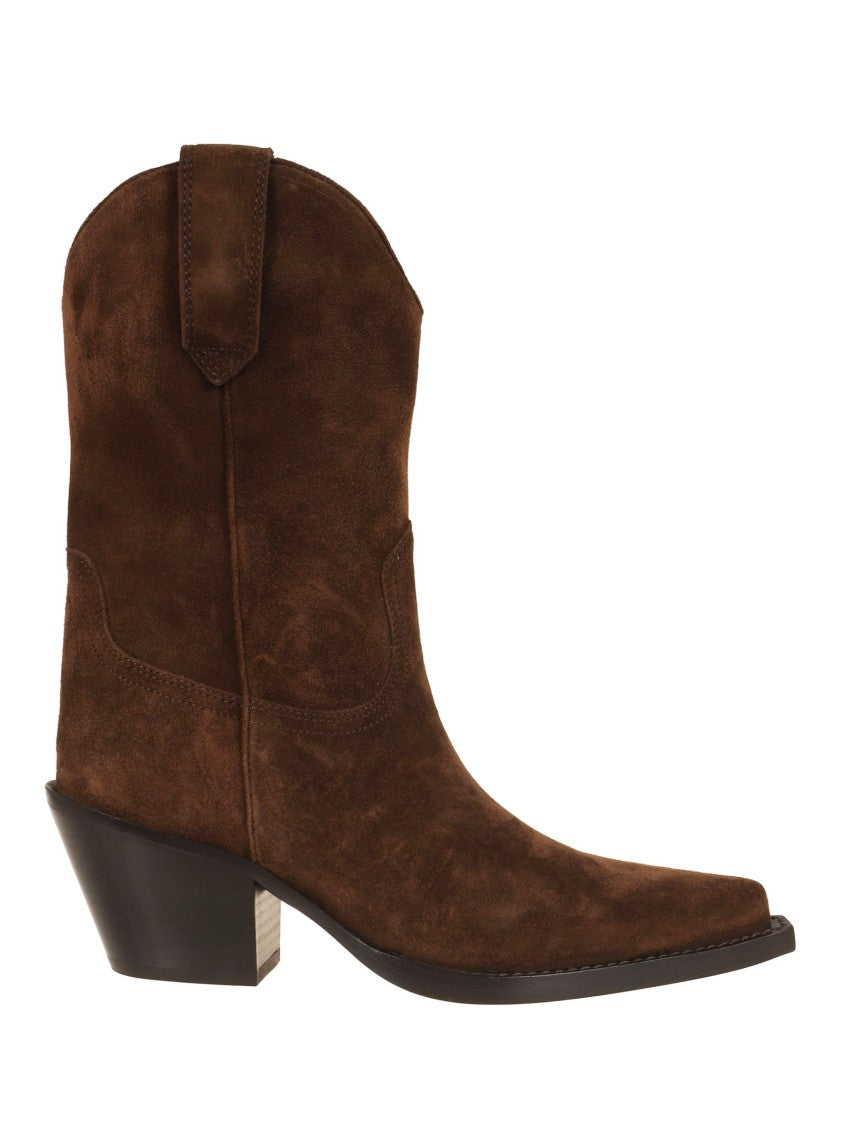 Paris Texas Mid-Calf Cowboy Boots With Sturdy Slanted Heel