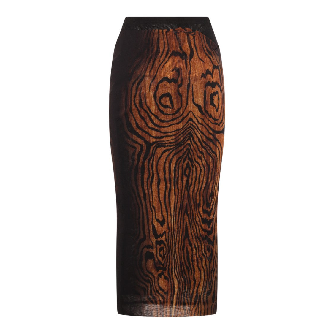 Jean Paul Gaultier High-Waisted Midi Skirt With Wood Grain Pattern