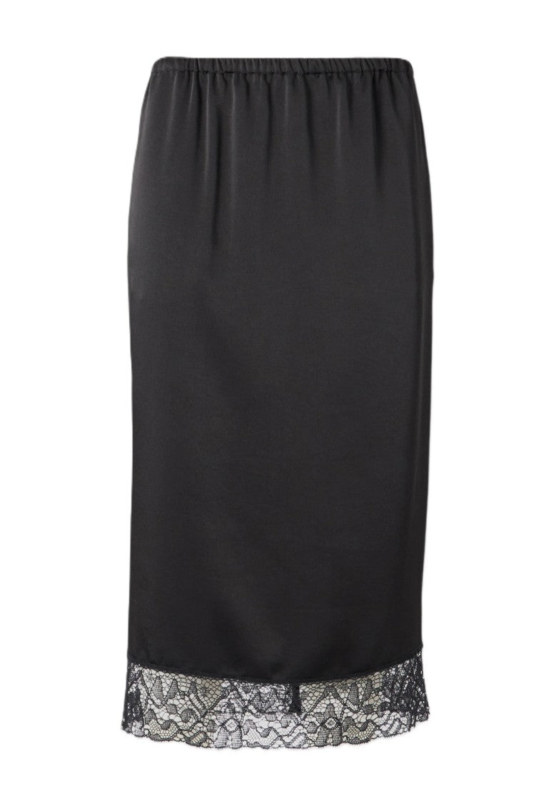 Max Mara Black Cotton Linen Midi Skirt