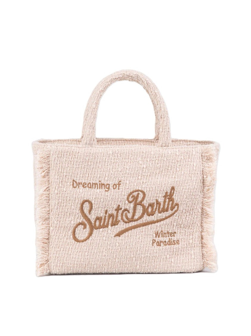 Mc2 Saint Barth Tweed Handbag With Fringed Edges