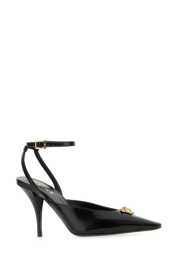Versace Black Leather La Medusa Pumps