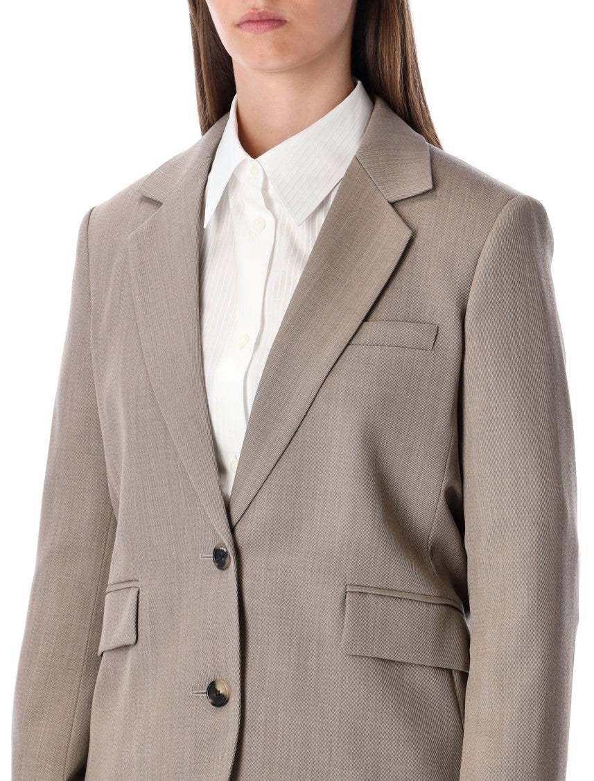Loewe Wool Single-Breasted Jacket With Leather Belt Detail