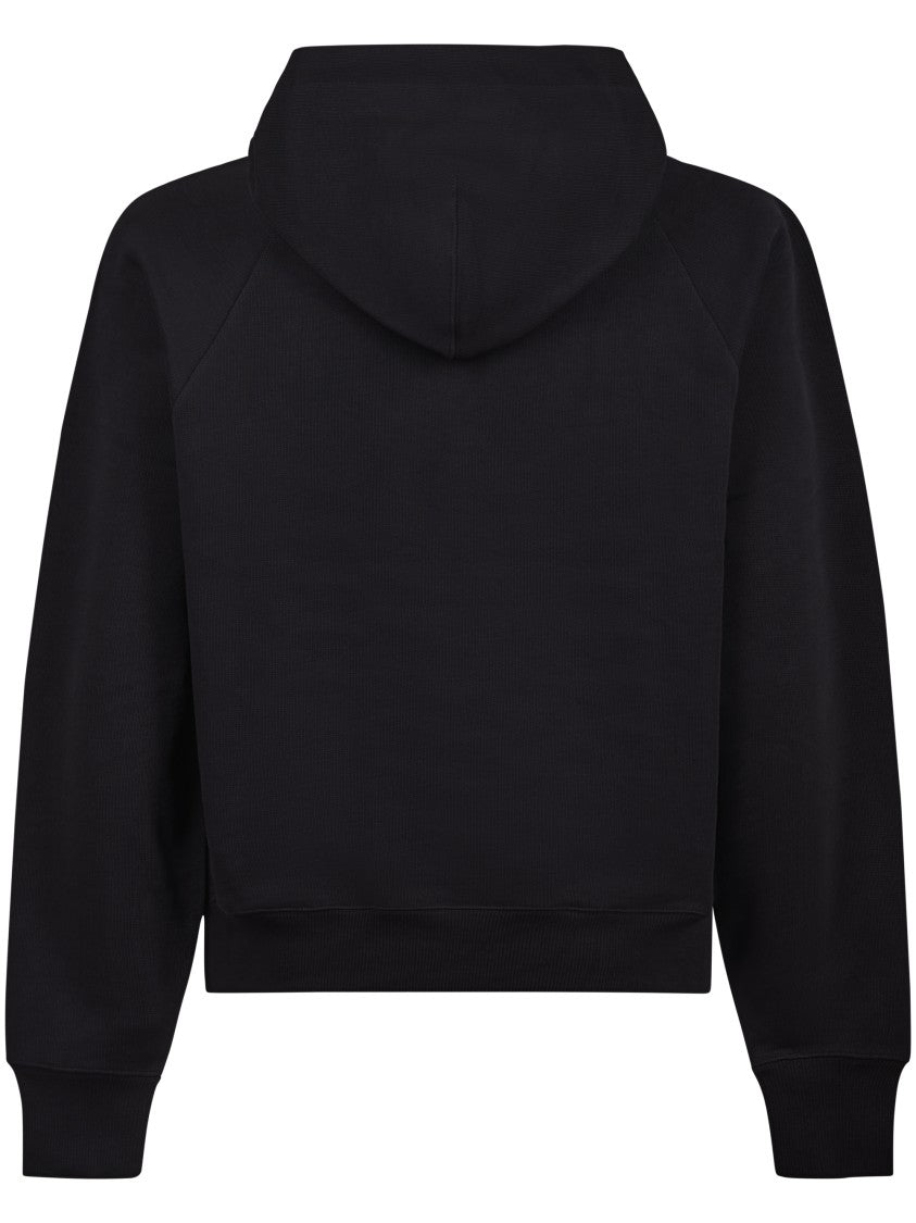 Ami Relaxed Fit Black Hoodie With Textured Finish