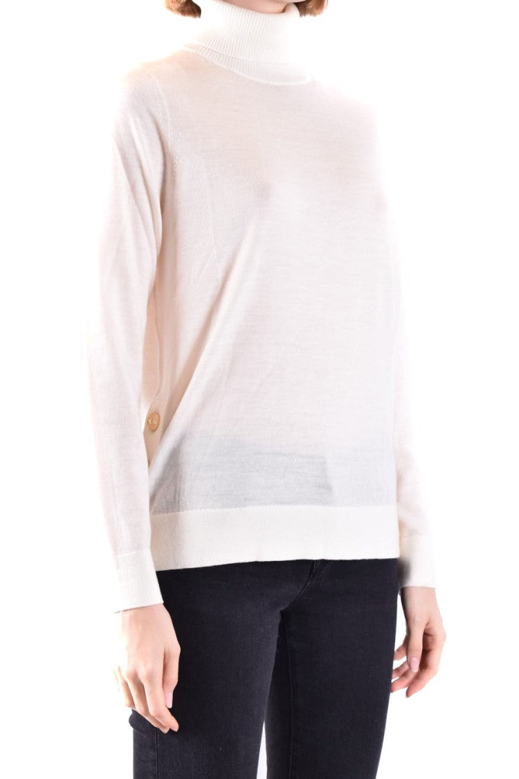 Michael Kors Chic Off-White Wool Sweater Gold Buttons