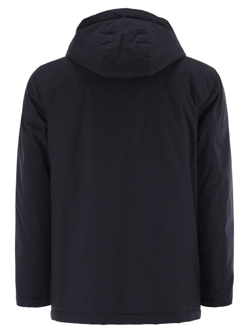 Fay Short Parka In Technical Gabardine