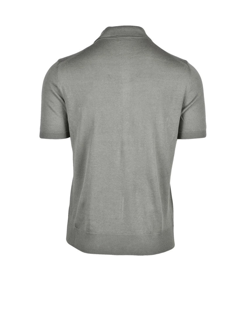 Drumohr Sage Green Linen Cotton Knit Polo