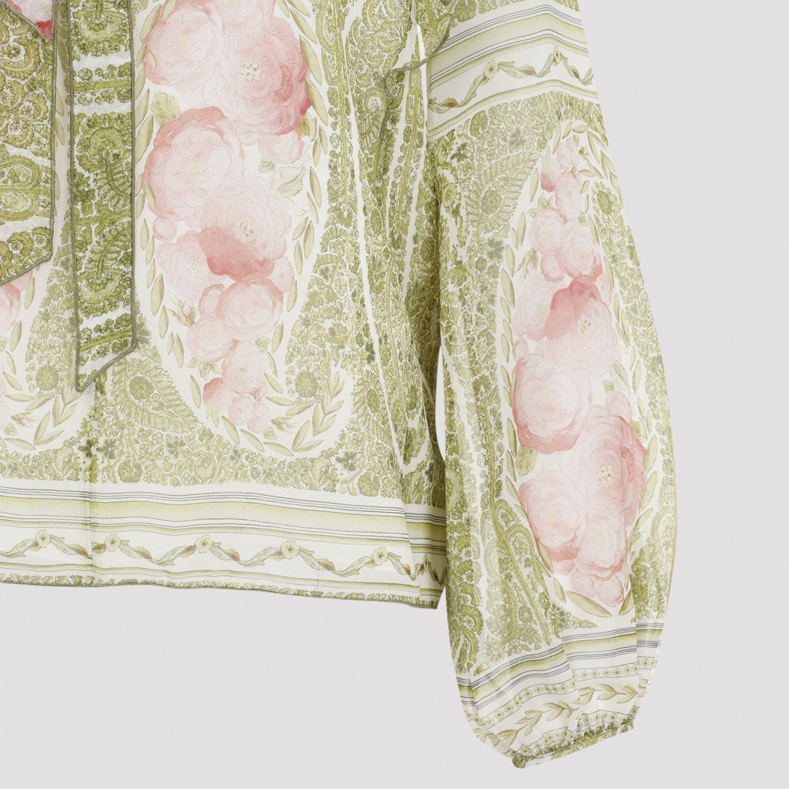 Giambattista Valli Silk Floral Print Blouse With Ruffled Sleeves
