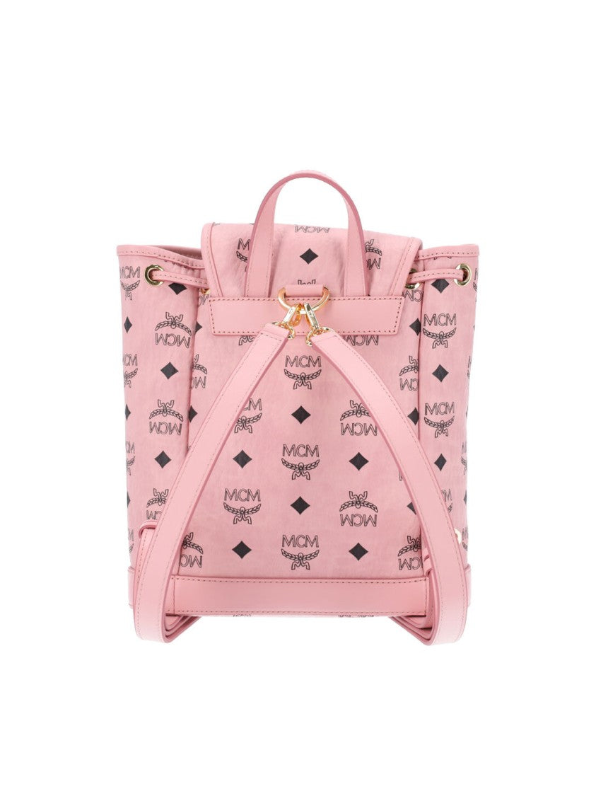 Mcm Pink Aren Visetos Flap Backpack