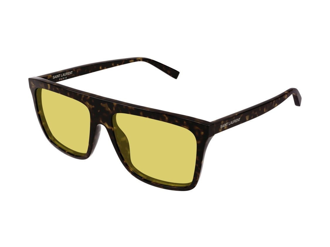 Saint Laurent Yellow Sl 904 Tortoiseshell Oversized Square Sunglasses