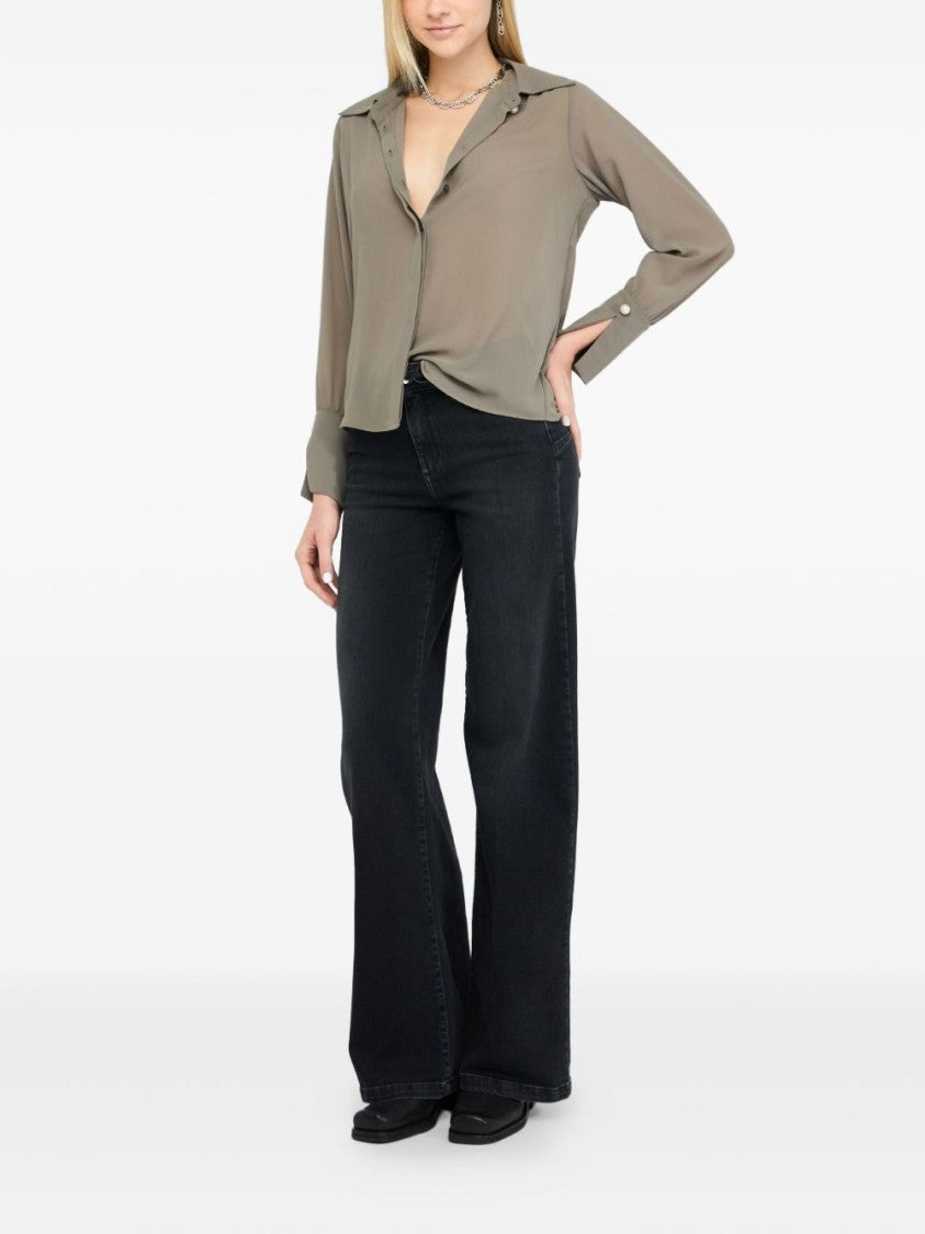 Liu Jo Classic Collar Shirt With Long Sleeves And Sheer Fabric