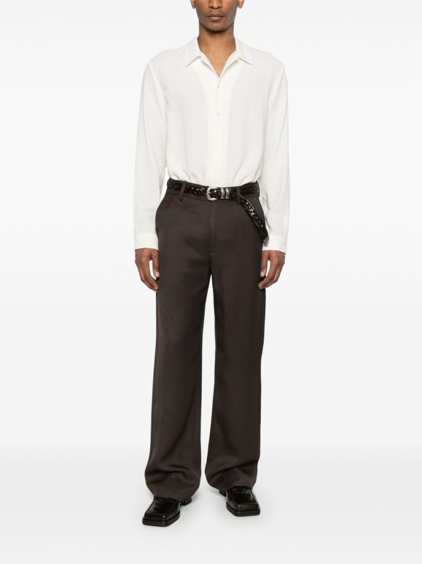 Séfr Relaxed Fit White Shirt With Classic Collar And Textured Finish