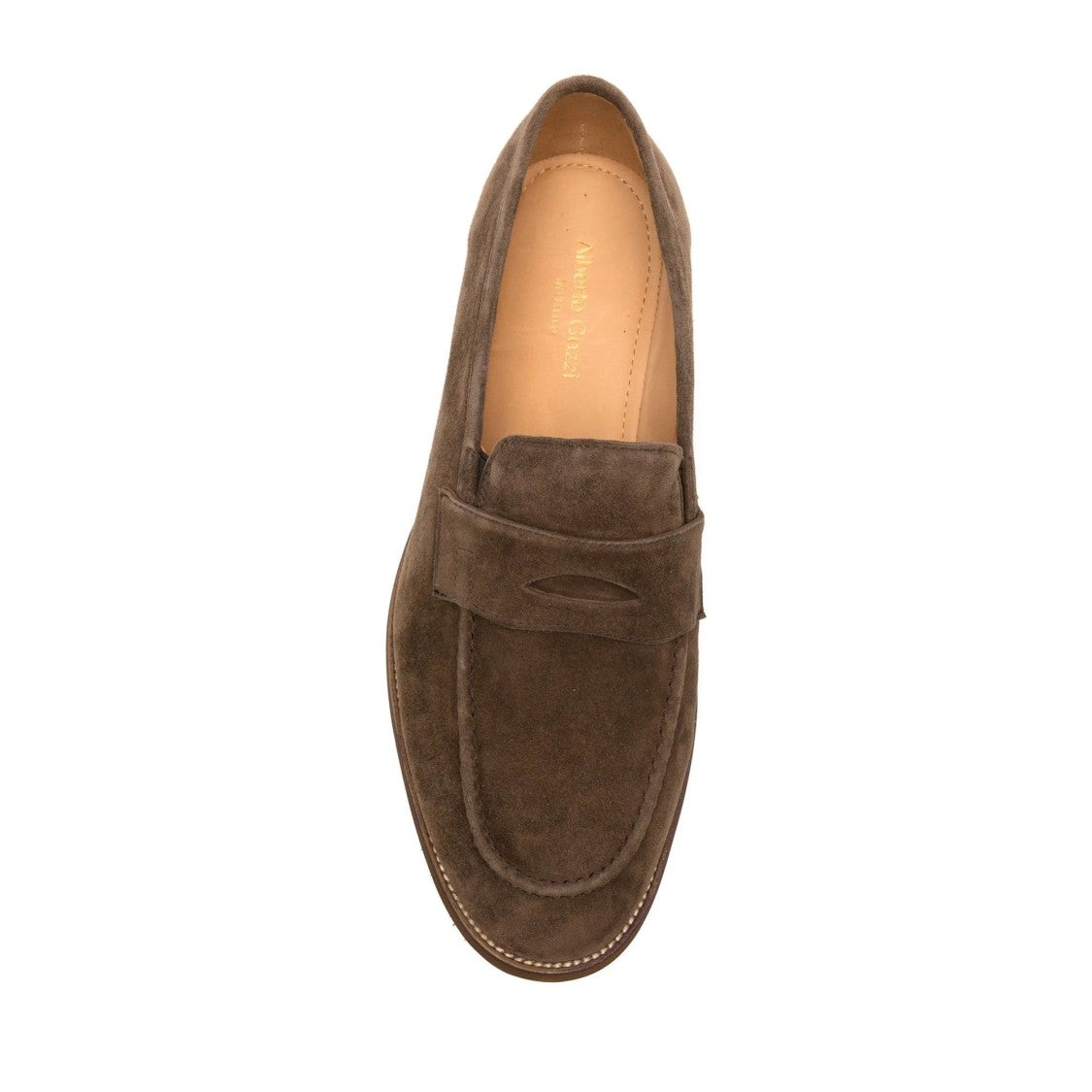 Alberto Gozzi Brown Penny Strap Suede Loafers