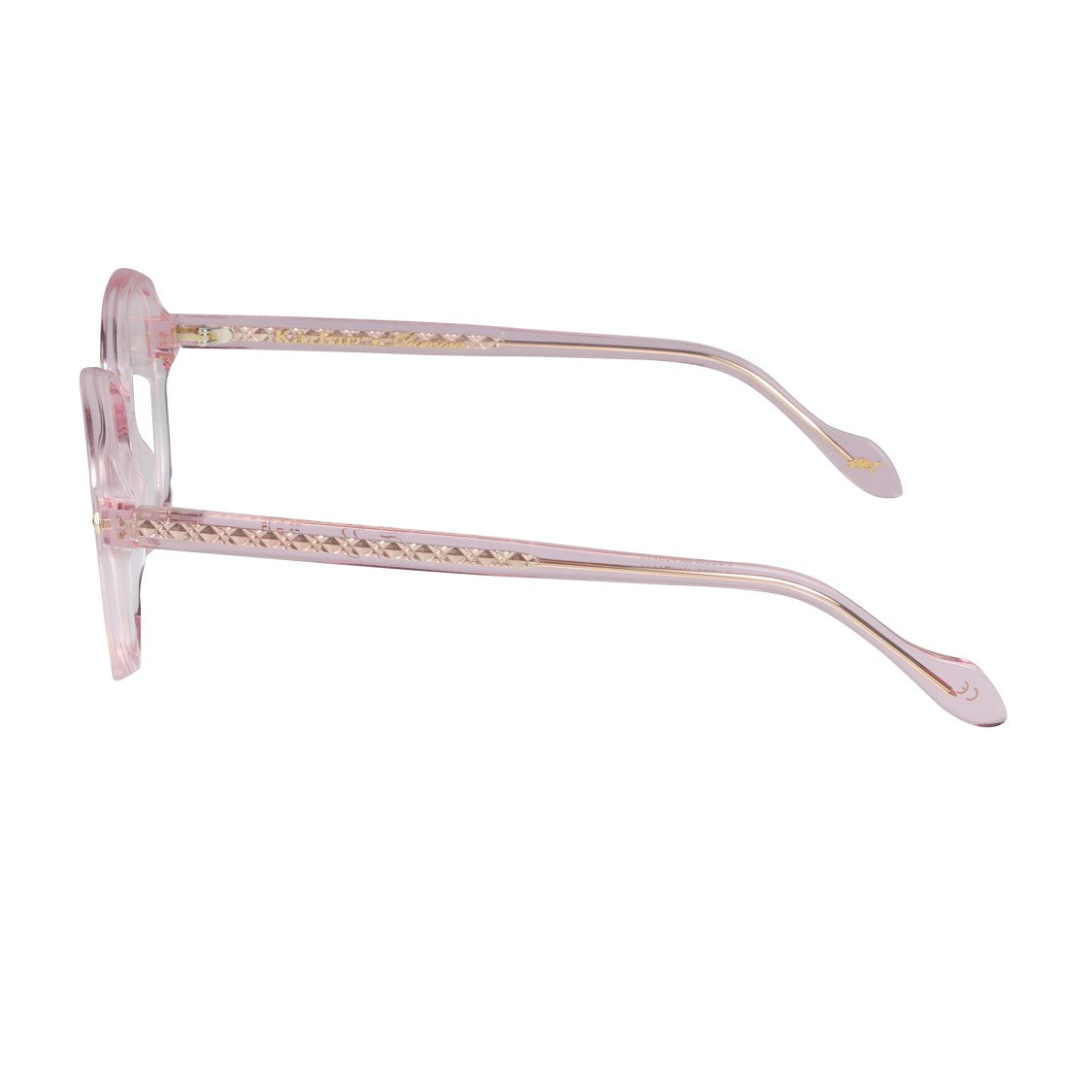 Kador Trilly Glamour-V Translucent Pink Cat-Eye Eyeglasses With Gold Accents
