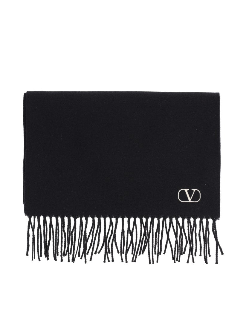 Valentino Garavani Black Vlogo Signature Virgin Wool Scarf