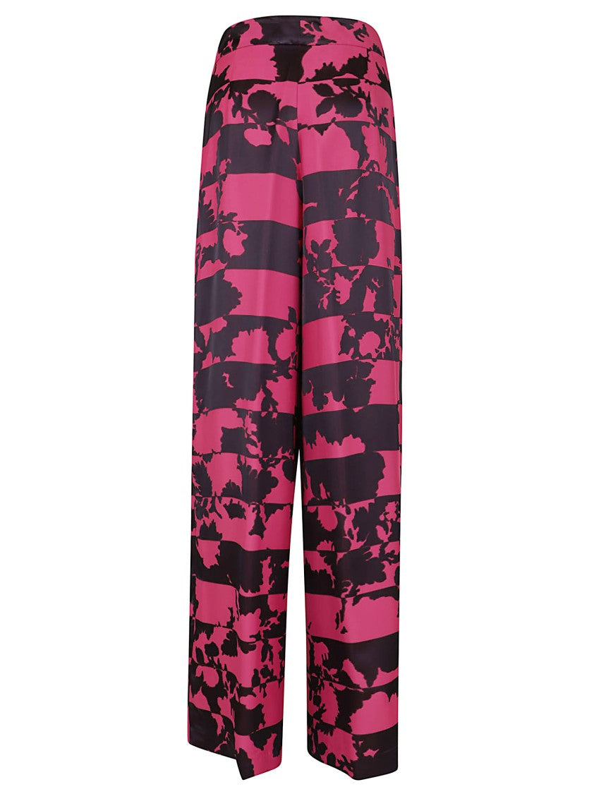 Dries Van Noten Fluid Wide-Leg Trousers With Abstract Floral Overlay