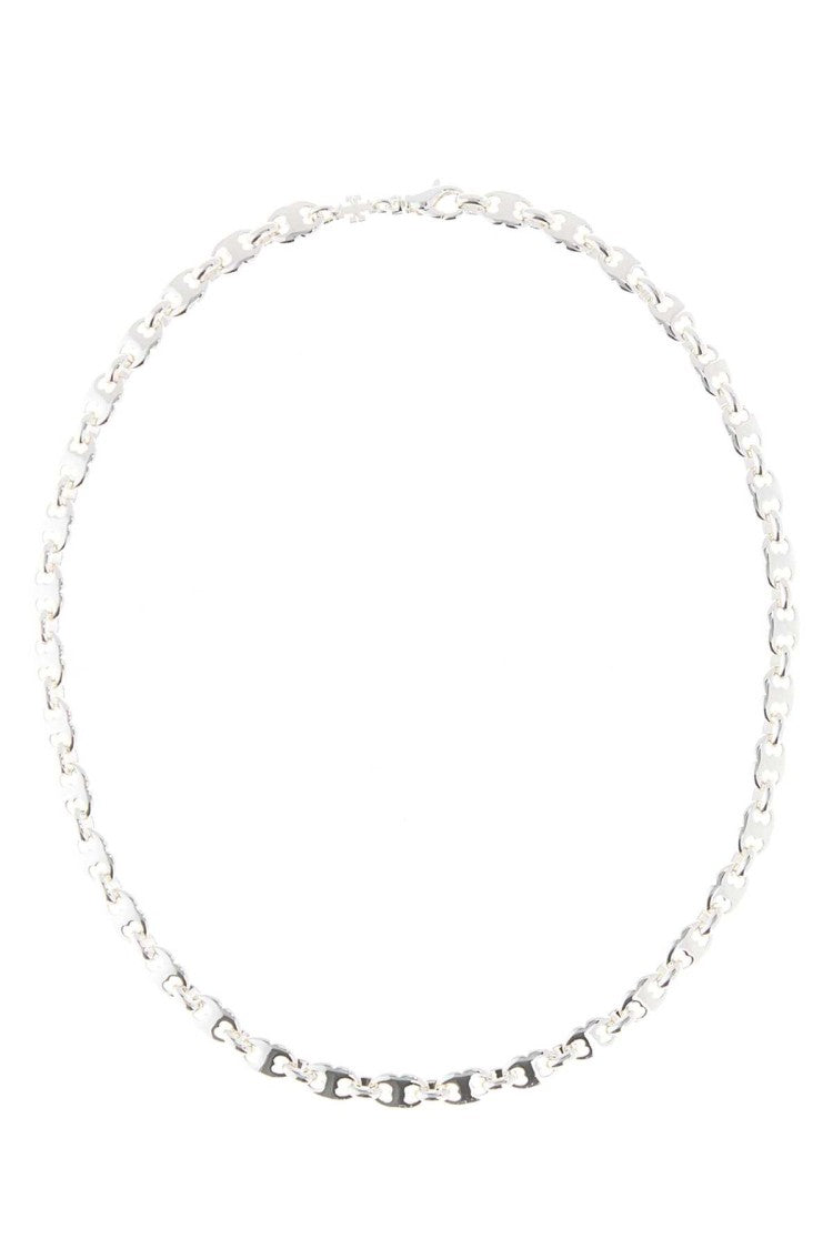 Tory Burch Interlocking Link Silver Metal Necklace