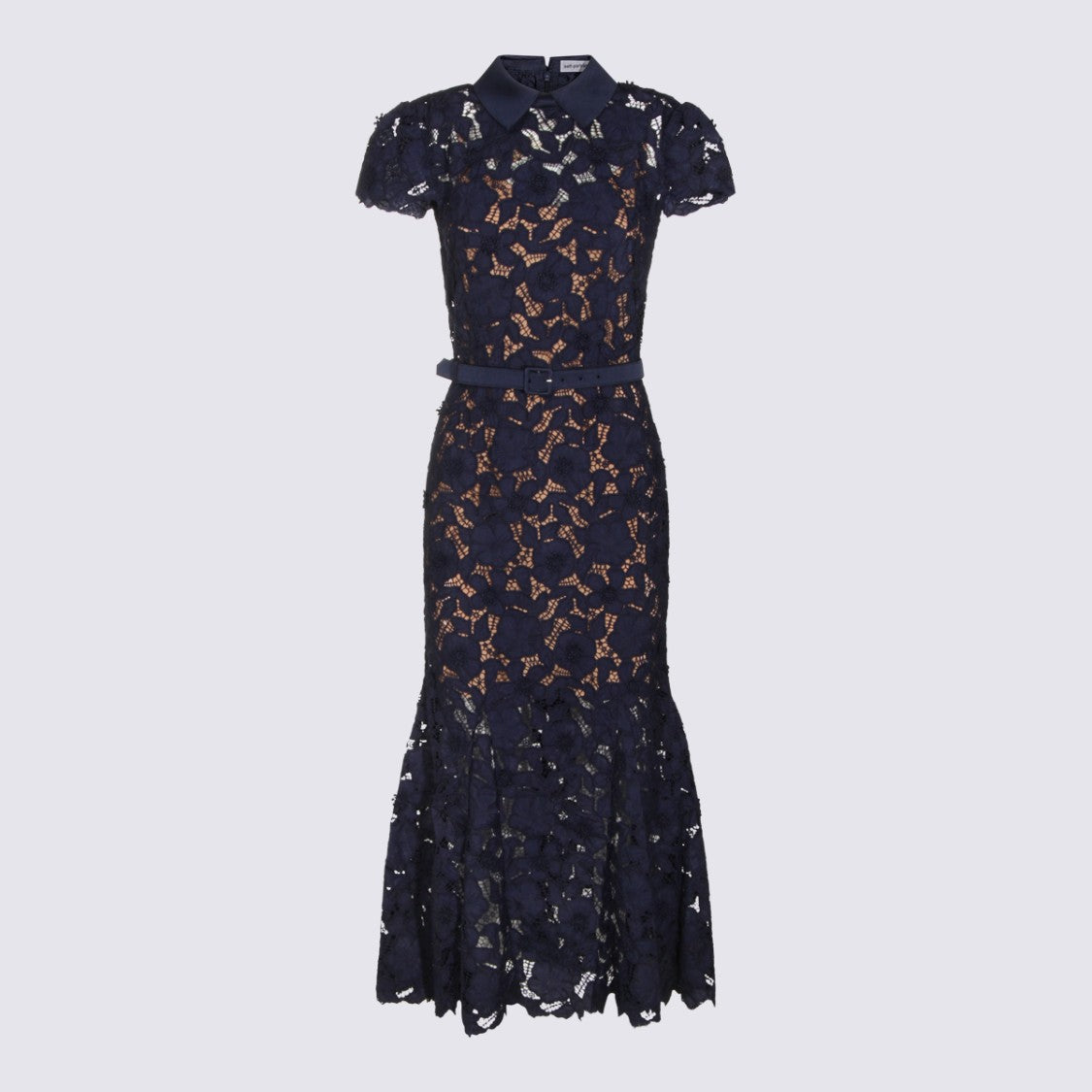 Self-Portrait Navy Sheer Shirt Dress