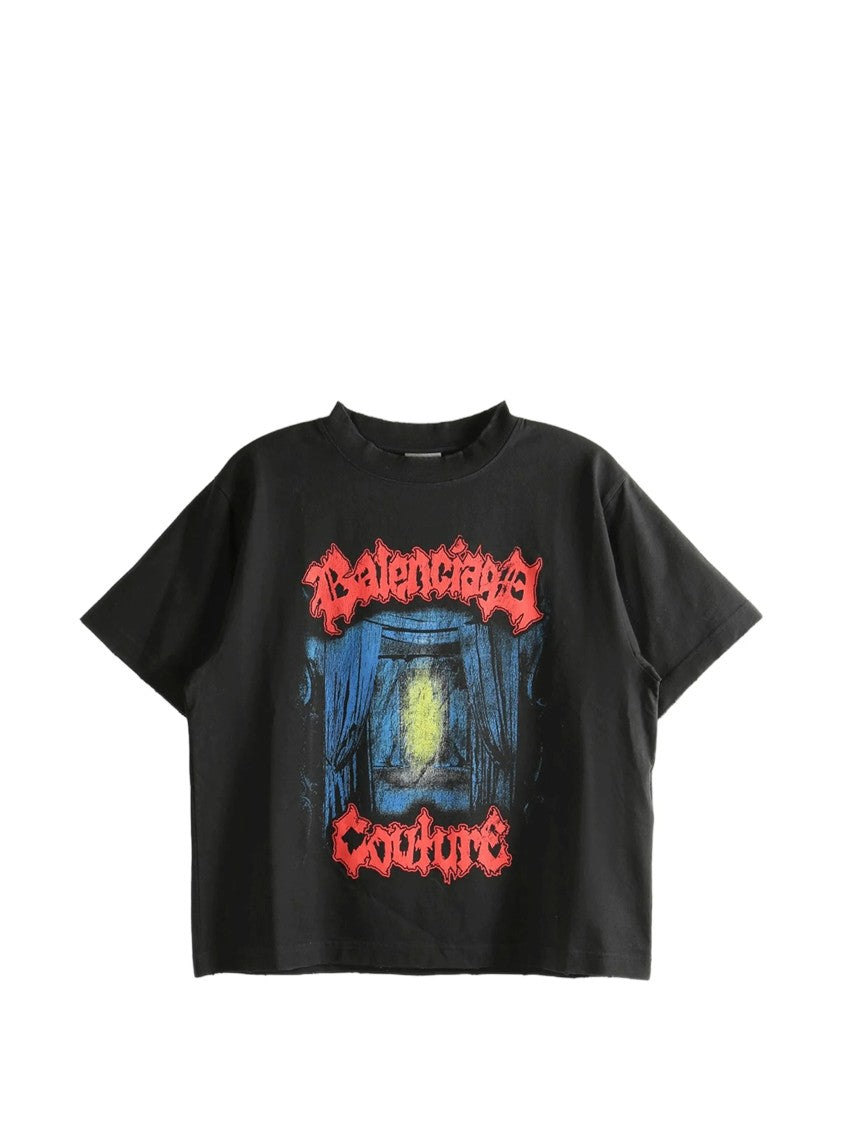Balenciaga Black Medium Fit Boxy Graphic T-Shirt