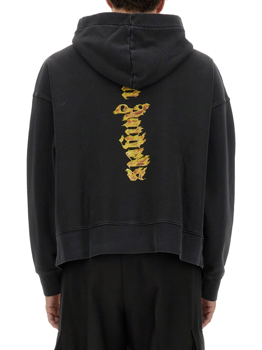 Palm Angels Relaxed Fit Black Hoodie With Vibrant Graphic Design