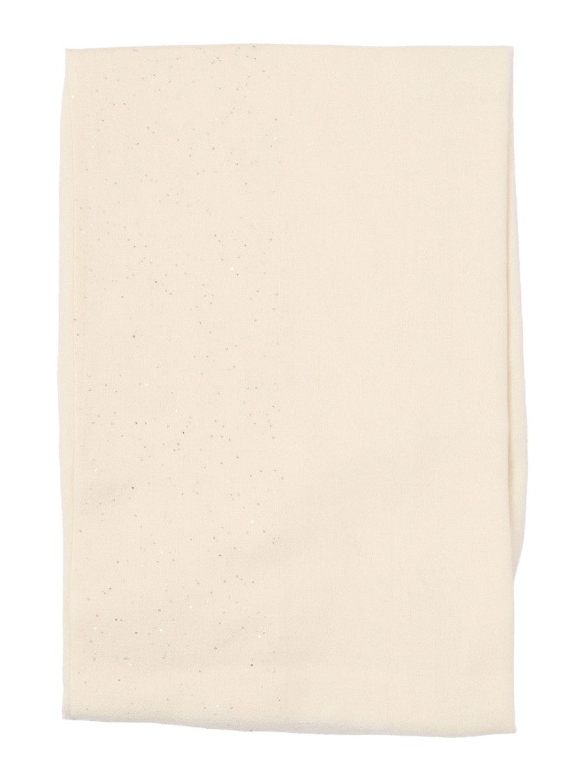 Faliero Sarti Rectangular Scarf With Metallic Specks And Fringed Edges