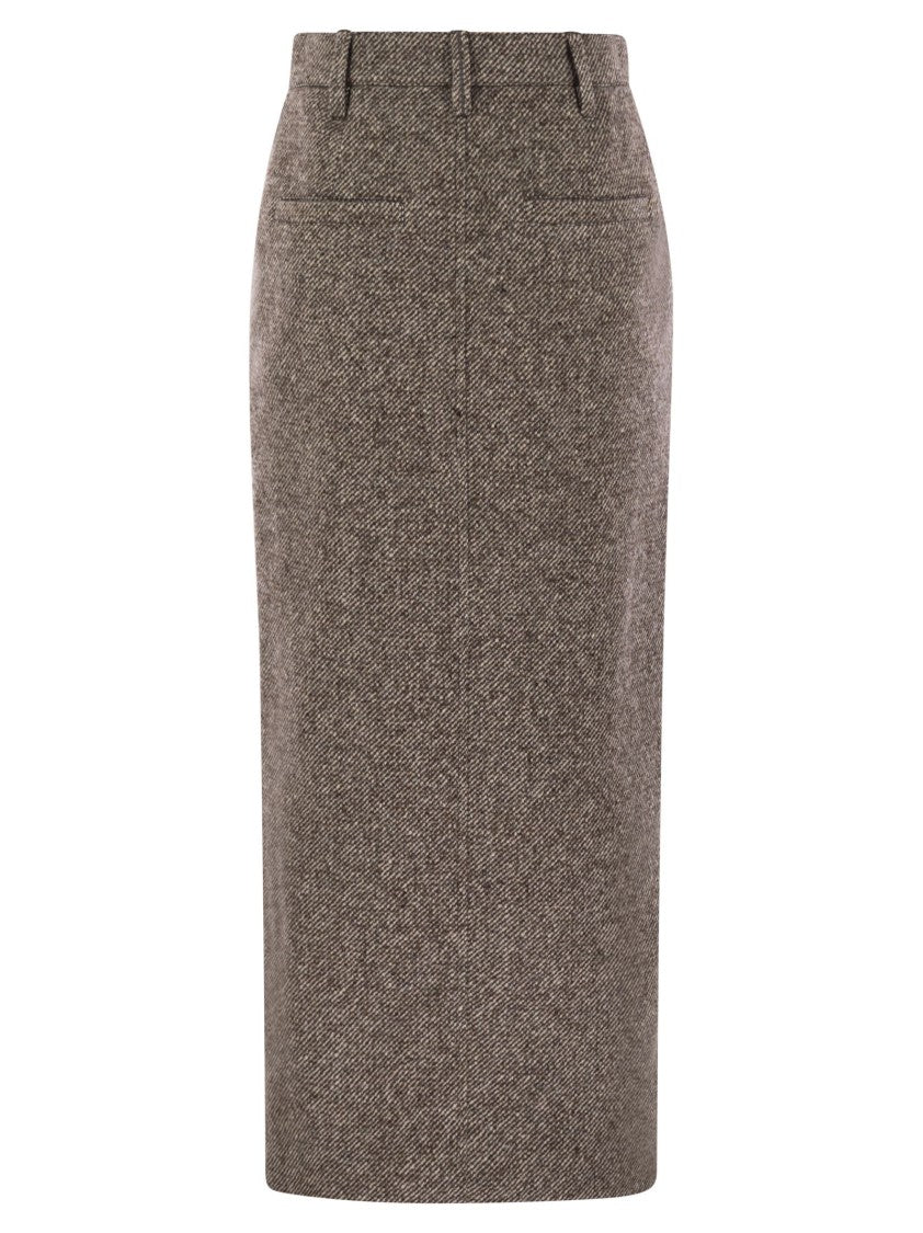 Brunello Cucinelli Sartorial Pencil Skirt In Diagonal Mélange