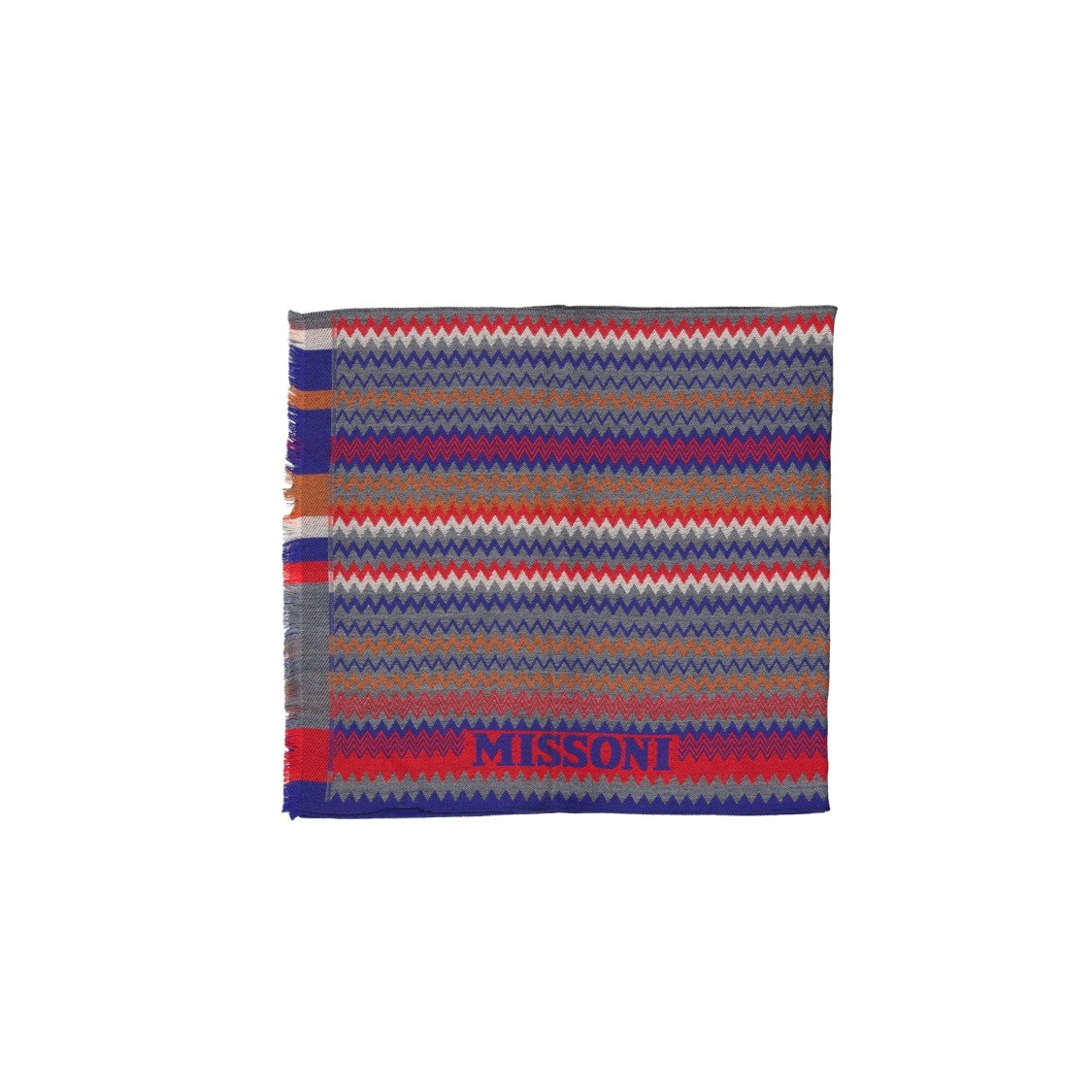 Missoni Multicolor Zigzag Wool Scarf With Fringe Detail