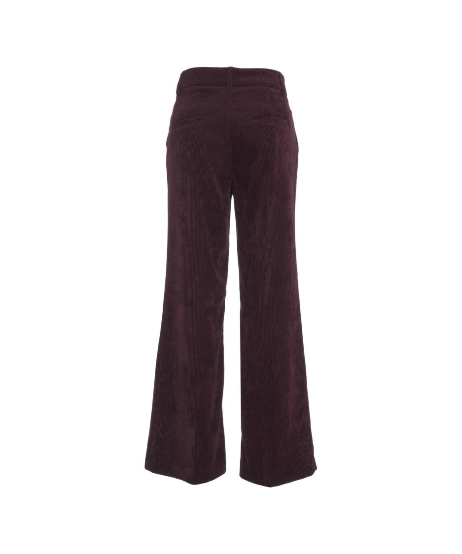 Cambio Wide-Leg Corduroy Trousers With High Waist And Side Pockets