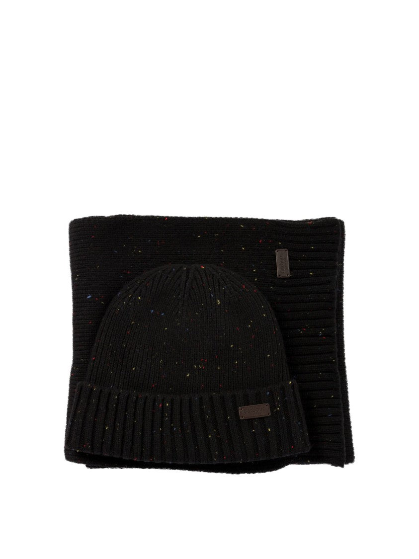 Barbour Flecked Wool Beanie And Scarf Set By Barbour