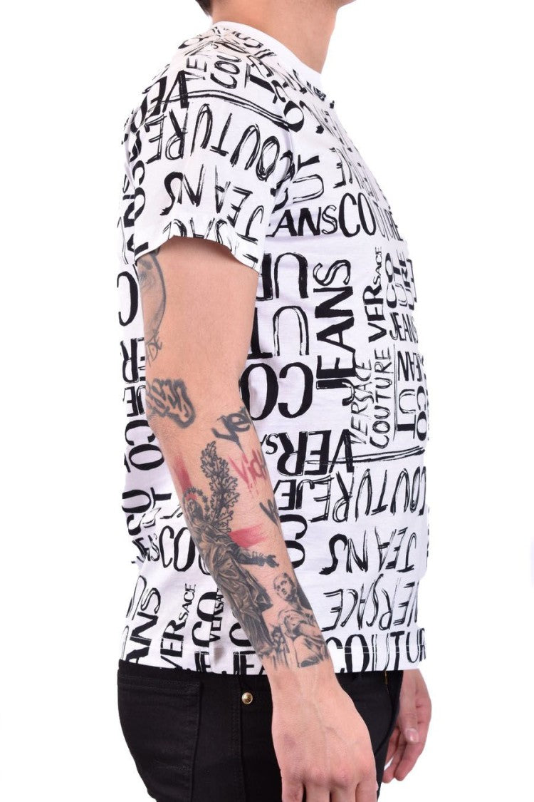 Versace Jeans Couture Baroque-Pattern White T-Shirts