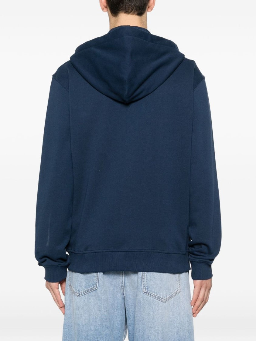 Versace Jeans Couture Navy Blue Zip-Up Hoodie With Gold Emblem
