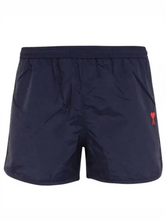 Ami Paris Deep Navy Polyamide Swim Shorts With Elastic Waistband