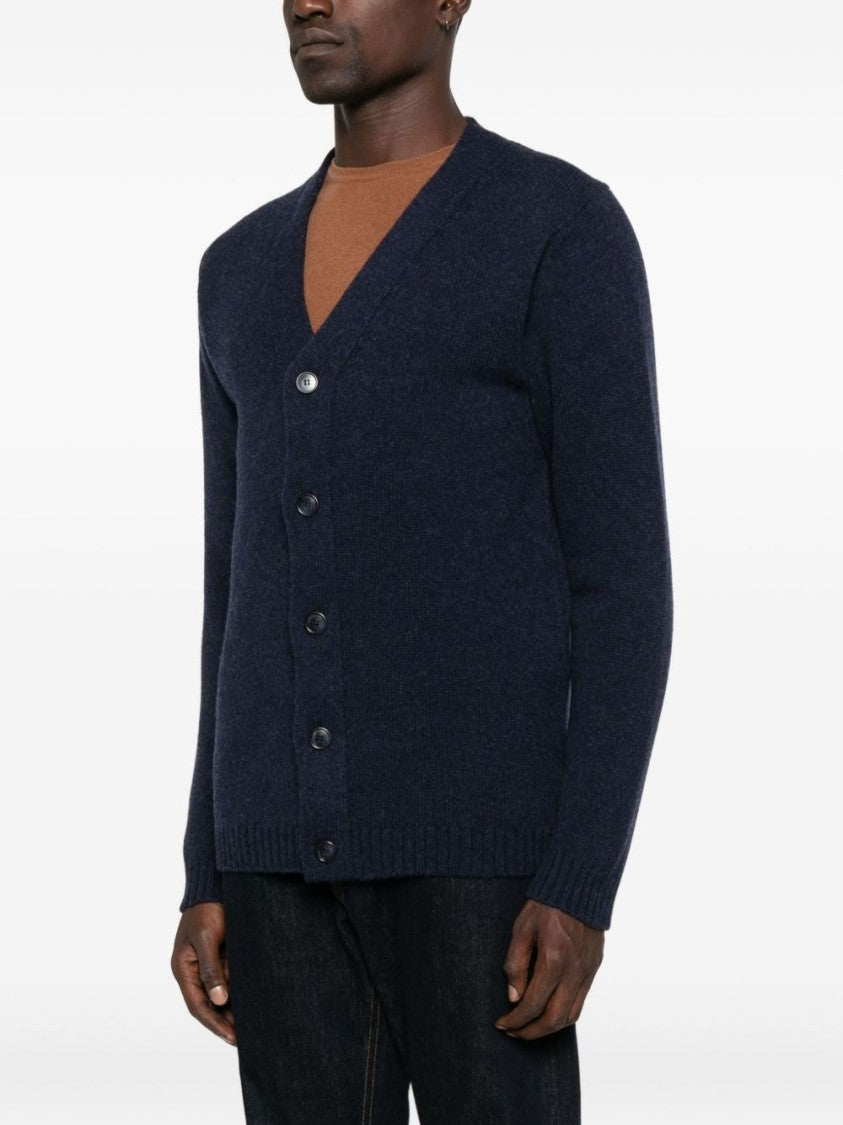 Daniele Fiesoli V-Neck Cardigan In Deep Navy Wool